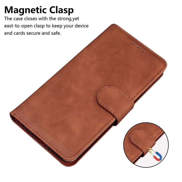 For iPhone 16 Pro Skin Feel Pure Color Flip Leather Phone Case(Brown) - iPhone 16 Pro Cases by buy2fix | Online Shopping UK | buy2fix