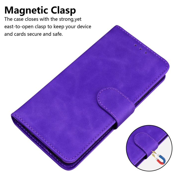 For iPhone 16 Plus Skin Feel Pure Color Flip Leather Phone Case(Purple) - iPhone 16 Plus Cases by buy2fix | Online Shopping UK | buy2fix