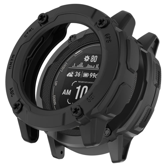 For Garmin Instinct 2X Armor Hollow Watch Protective Case(Black) - Watch Cases by buy2fix | Online Shopping UK | buy2fix