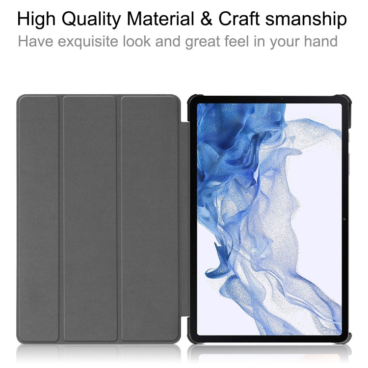 For Samsung Galaxy Tab S9 Custer Painted 3-Fold Holder Smart Leather Tablet Case(Graffiti) - Galaxy Tab S9 Cases by buy2fix | Online Shopping UK | buy2fix