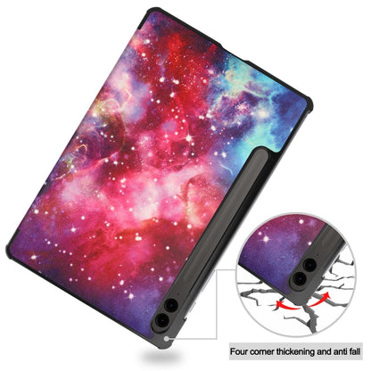 For Samsung Galaxy Tab S9 FE+ Custer Painted 3-Fold Holder Smart Leather Tablet Case(Milky Way Nebula) - Galaxy Tab S9 FE+ by buy2fix | Online Shopping UK | buy2fix