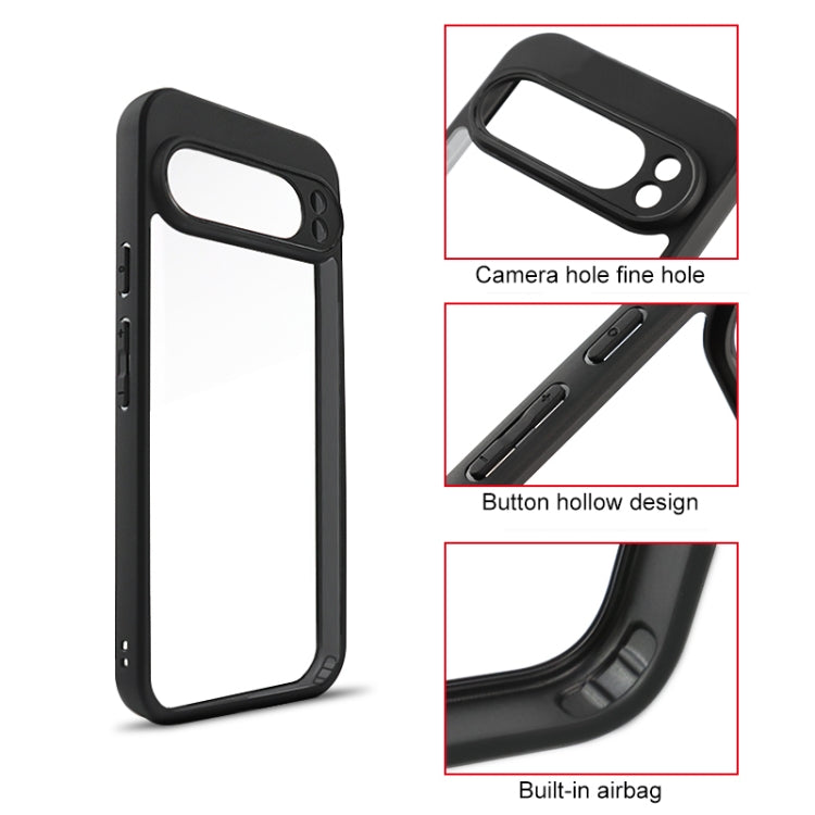 For Google Pixel 9 Frosted TPU + Transparent PC Phone Case(Black) - Google Cases by buy2fix | Online Shopping UK | buy2fix