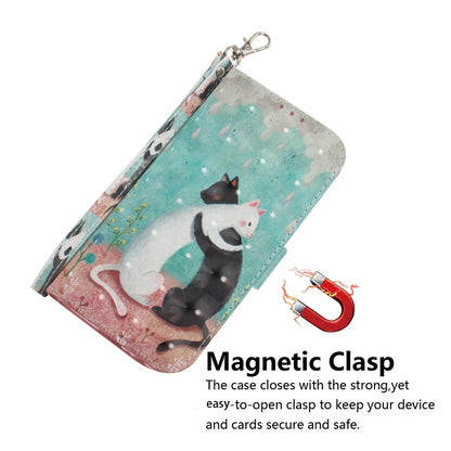 For iPhone SE 2024 3D Colored Horizontal Flip Leather Phone Case(Black White Cat) - More iPhone Cases by buy2fix | Online Shopping UK | buy2fix