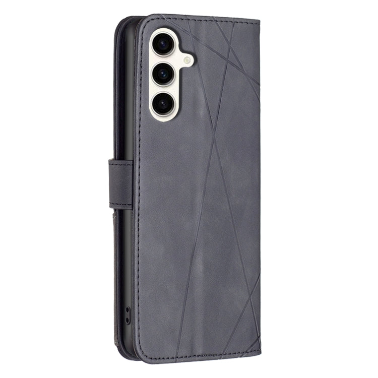 For Samsung Galaxy S23 FE 5G Magnetic Buckle Rhombus Texture Leather Phone Case(Black) - Galaxy S23 FE 5G Cases by buy2fix | Online Shopping UK | buy2fix