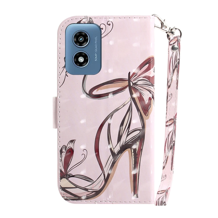 For Motorola Moto G Play 4G 2024 3D Colored Horizontal Flip Leather Phone Case(Butterfly High-heeled) - Motorola Cases by buy2fix | Online Shopping UK | buy2fix