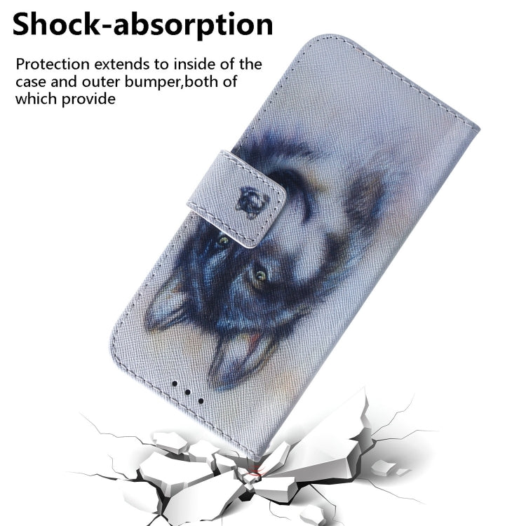 For iPhone 16 Pro Coloured Drawing Flip Leather Phone Case(White Wolf) - iPhone 16 Pro Cases by buy2fix | Online Shopping UK | buy2fix