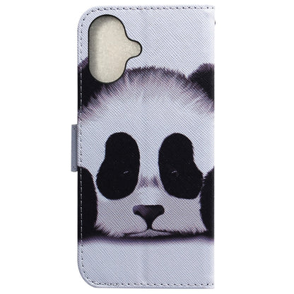 For iPhone 16 Plus Coloured Drawing Flip Leather Phone Case(Panda) - iPhone 16 Plus Cases by buy2fix | Online Shopping UK | buy2fix