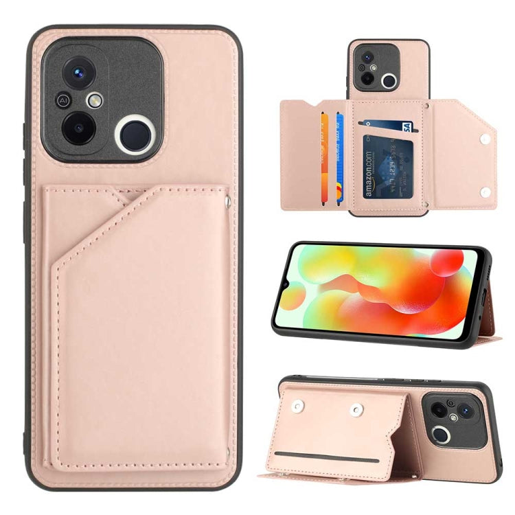 For Xiaomi Redmi 12C / 11A Skin Feel PU + TPU + PC Card Slots Phone Case(Rose Gold) - Xiaomi Cases by buy2fix | Online Shopping UK | buy2fix