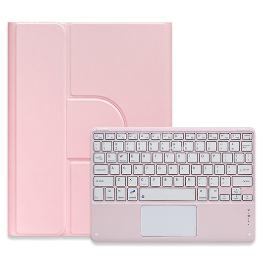 For iPad Air 2022 / iPad Pro 11 2021 Square Button 360 Degree Rotatable Bluetooth Keyboard Leather Case with Touchpad(Pink) - Universal by buy2fix | Online Shopping UK | buy2fix