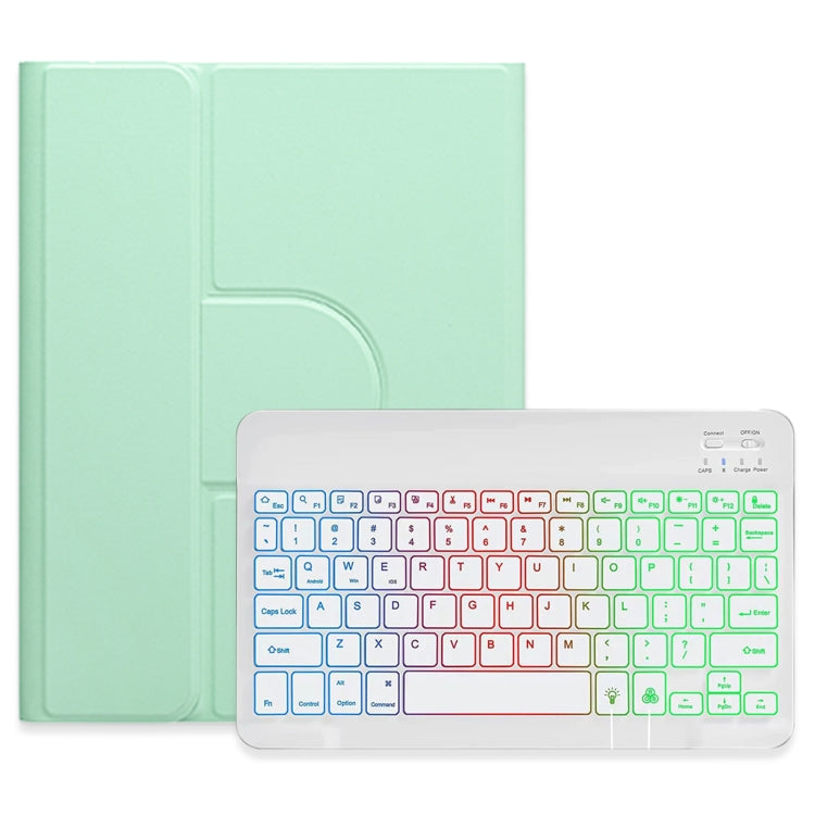 For iPad 10th Gen 10.9 2022 Three-color Backlight White 360 Degree Rotatable Bluetooth Keyboard Leather Case(Mint Green) - Universal by buy2fix | Online Shopping UK | buy2fix