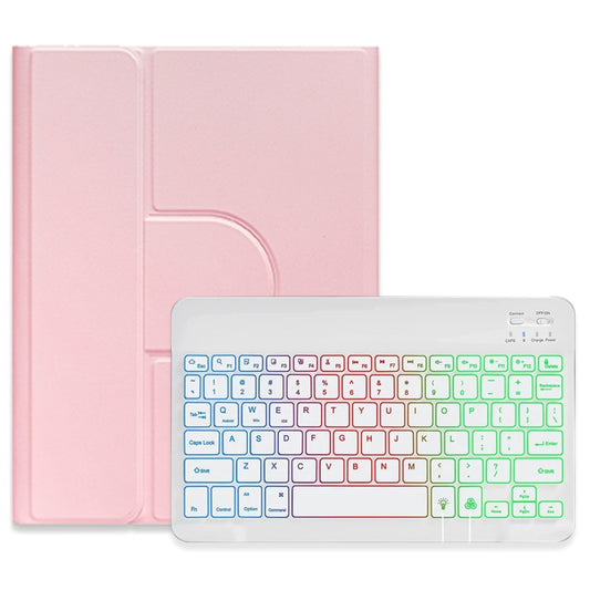 For iPad 10.2 2021 / Air 2019 Three-color Backlight White 360 Degree Rotatable Bluetooth Keyboard Leather Case(Pink) - Universal by buy2fix | Online Shopping UK | buy2fix