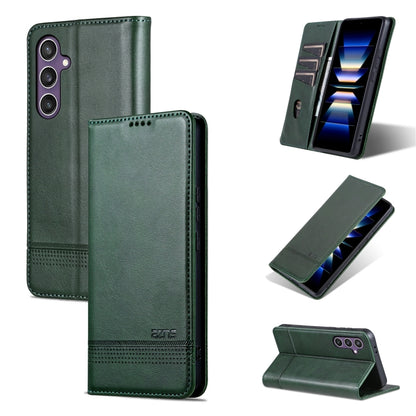 For Samsung Galaxy S24+ 5G AZNS Magnetic Calf Texture Flip Leather Phone Case(Dark Green) - Galaxy S24+ 5G Cases by AZNS | Online Shopping UK | buy2fix