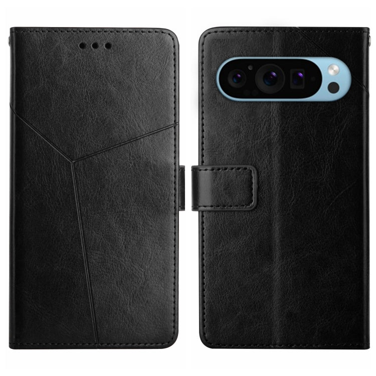 For Google Pixel 9 Pro Y-shaped Pattern Flip Leather Phone Case(Black) - Google Cases by buy2fix | Online Shopping UK | buy2fix