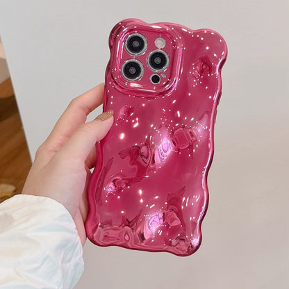 For iPhone 16 Pro Wave Bubbles TPU Phone Case(Painted Rose Red) - iPhone 16 Pro Cases by buy2fix | Online Shopping UK | buy2fix