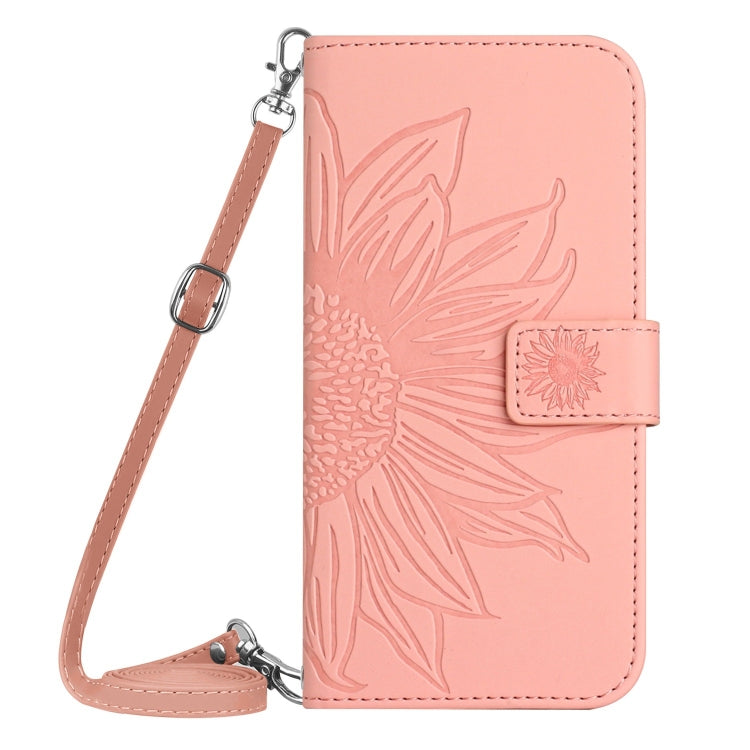 For Google Pixel 9 Pro Skin Feel Sun Flower Embossed Flip Leather Phone Case with Lanyard(Pink) - Google Cases by buy2fix | Online Shopping UK | buy2fix