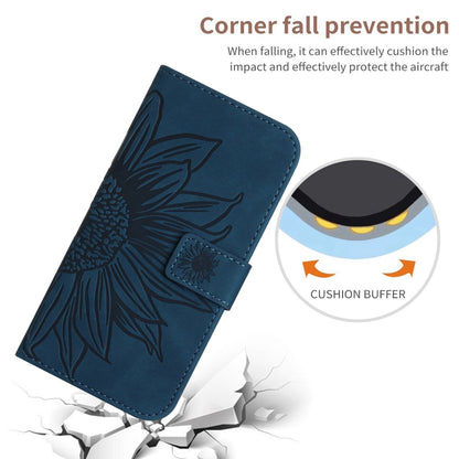 For Google Pixel 9 Pro Skin Feel Sun Flower Embossed Flip Leather Phone Case with Lanyard(Inky Blue) - Google Cases by buy2fix | Online Shopping UK | buy2fix