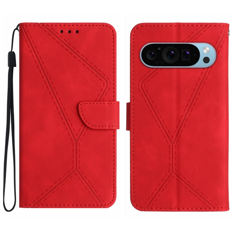 For Google Pixel 9 Pro Stitching Embossed Leather Phone Case(Red) - Google Cases by buy2fix | Online Shopping UK | buy2fix