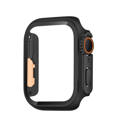 For Apple Watch Series 9 / 8 / 7 45mm Tempered Film Hybrid PC Integrated Watch Case(Black Orange) - Watch Cases by buy2fix | Online Shopping UK | buy2fix