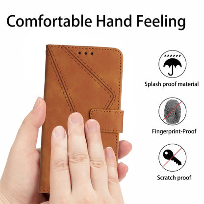 For Samsung Galaxy A05s Stitching Embossed Leather Phone Case(Brown) - Galaxy Phone Cases by buy2fix | Online Shopping UK | buy2fix