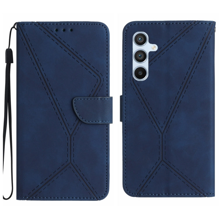 For Samsung Galaxy M15 5G Stitching Embossed Leather Phone Case(Blue) - Galaxy Phone Cases by buy2fix | Online Shopping UK | buy2fix