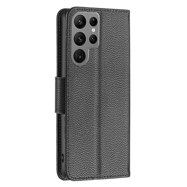 For Samsung Galaxy S24 Ultra 5G Litchi Texture Pure Color Flip Leather Phone Case(Black) - Galaxy S24 Ultra 5G Cases by buy2fix | Online Shopping UK | buy2fix