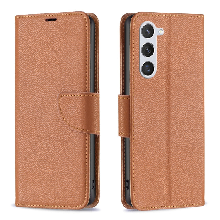 For Samsung Galaxy S24 5G Litchi Texture Pure Color Flip Leather Phone Case(Brown) - Galaxy S24 5G Cases by buy2fix | Online Shopping UK | buy2fix