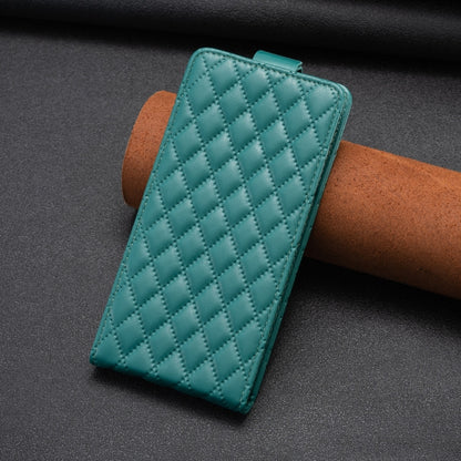 For iPhone 16 Plus Diamond Lattice Vertical Flip Leather Phone Case(Green) - iPhone 16 Plus Cases by buy2fix | Online Shopping UK | buy2fix