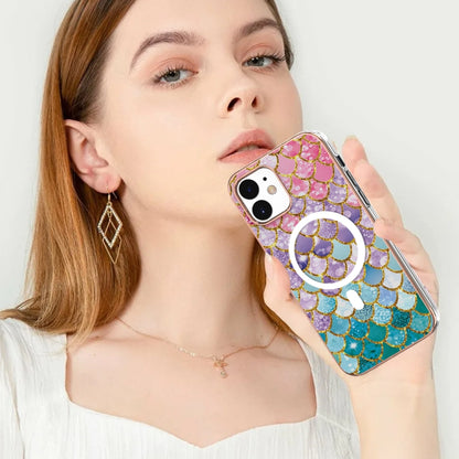 For iPhone 12 / 12 Pro Marble Pattern Dual-side IMD Magsafe TPU Phone Case(Colorful Scales) - iPhone 12 / 12 Pro Cases by buy2fix | Online Shopping UK | buy2fix