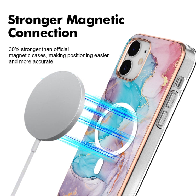 For iPhone 12 / 12 Pro Marble Pattern Dual-side IMD Magsafe TPU Phone Case(Blue Marble) - iPhone 12 / 12 Pro Cases by buy2fix | Online Shopping UK | buy2fix