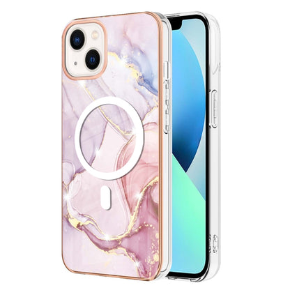 For iPhone 14 Marble Pattern Dual-side IMD Magsafe TPU Phone Case(Rose Gold 005) - iPhone 14 Cases by buy2fix | Online Shopping UK | buy2fix