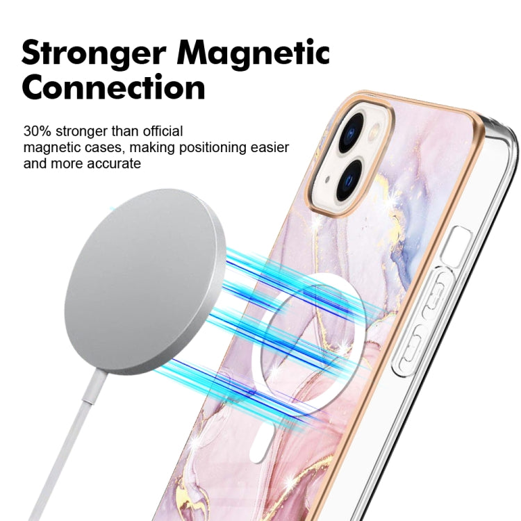 For iPhone 14 Marble Pattern Dual-side IMD Magsafe TPU Phone Case(Rose Gold 005) - iPhone 14 Cases by buy2fix | Online Shopping UK | buy2fix