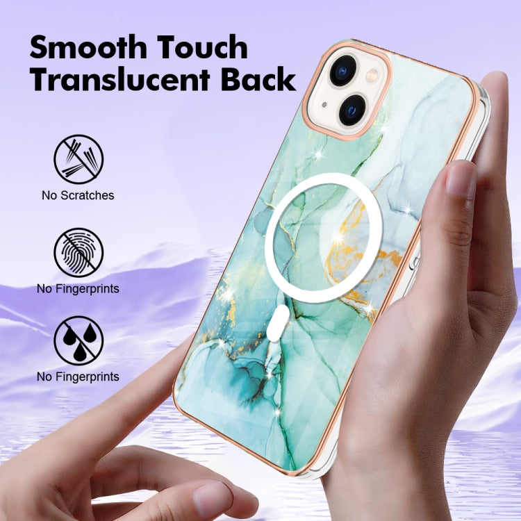 For iPhone 15 Plus Marble Pattern Dual-side IMD Magsafe TPU Phone Case(Green 003) - iPhone 15 Plus Cases by buy2fix | Online Shopping UK | buy2fix