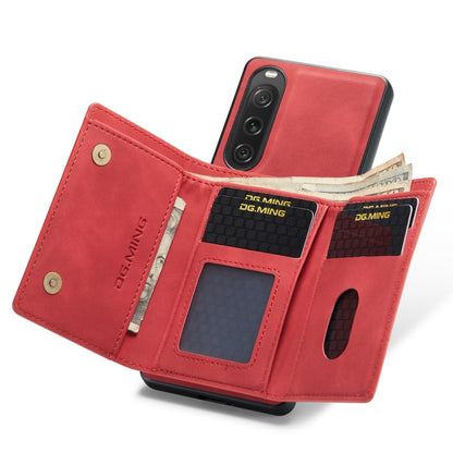 For Sony Xperia 10 V DG.MING M1 Series 3-Fold Multi Card Wallet + Magnetic Phone Case(Red) - Sony Cases by DG.MING | Online Shopping UK | buy2fix