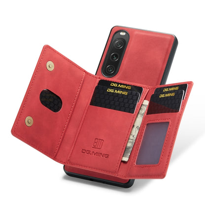 For Sony Xperia 10 V DG.MING M2 Series 3-Fold Multi Card Bag + Magnetic Phone Case(Red) - Sony Cases by DG.MING | Online Shopping UK | buy2fix