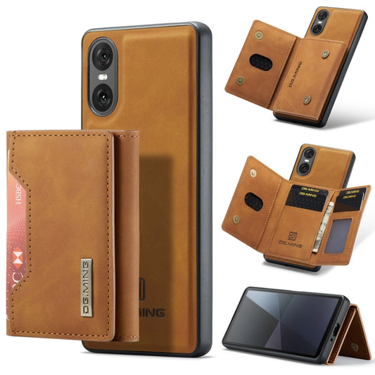 For Sony Xperia 10 VI DG.MING M2 Series 3-Fold Multi Card Bag + Magnetic Phone Case(Brown) - Sony Cases by DG.MING | Online Shopping UK | buy2fix