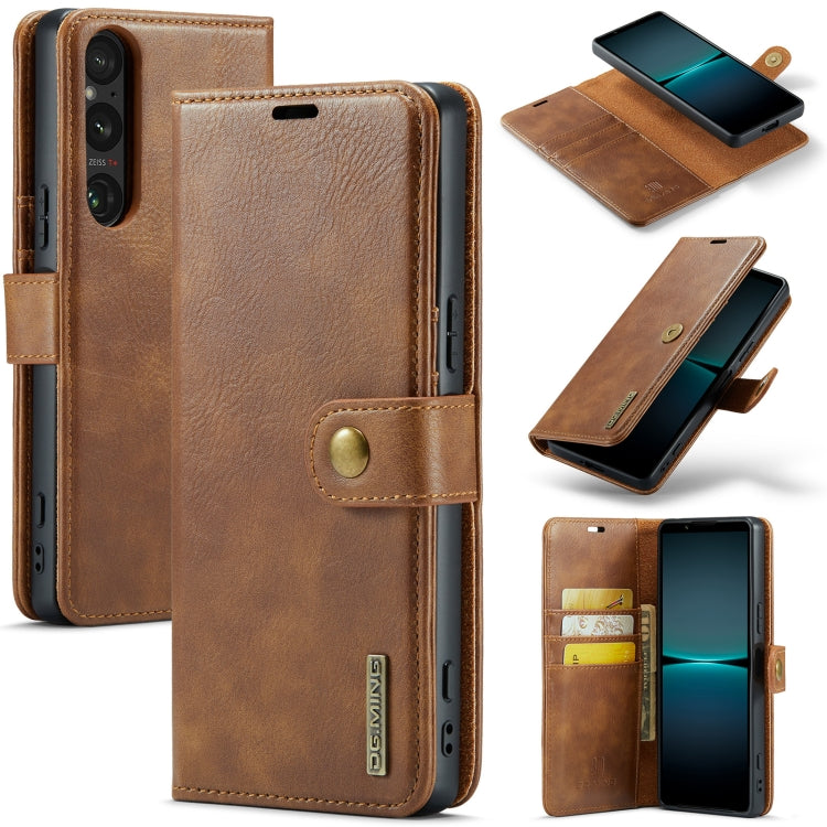 For Sony Xperia 1 V DG.MING Crazy Horse Texture Detachable Magnetic Leather Phone Case(Brown) - Sony Cases by DG.MING | Online Shopping UK | buy2fix