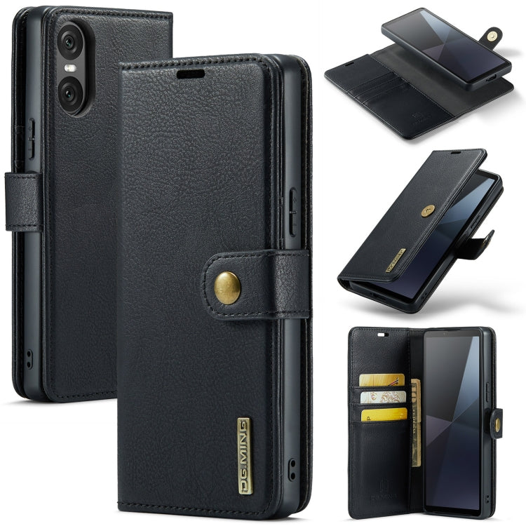 For Sony Xperia 10 VI DG.MING Crazy Horse Texture Detachable Magnetic Leather Phone Case(Black) - Sony Cases by DG.MING | Online Shopping UK | buy2fix