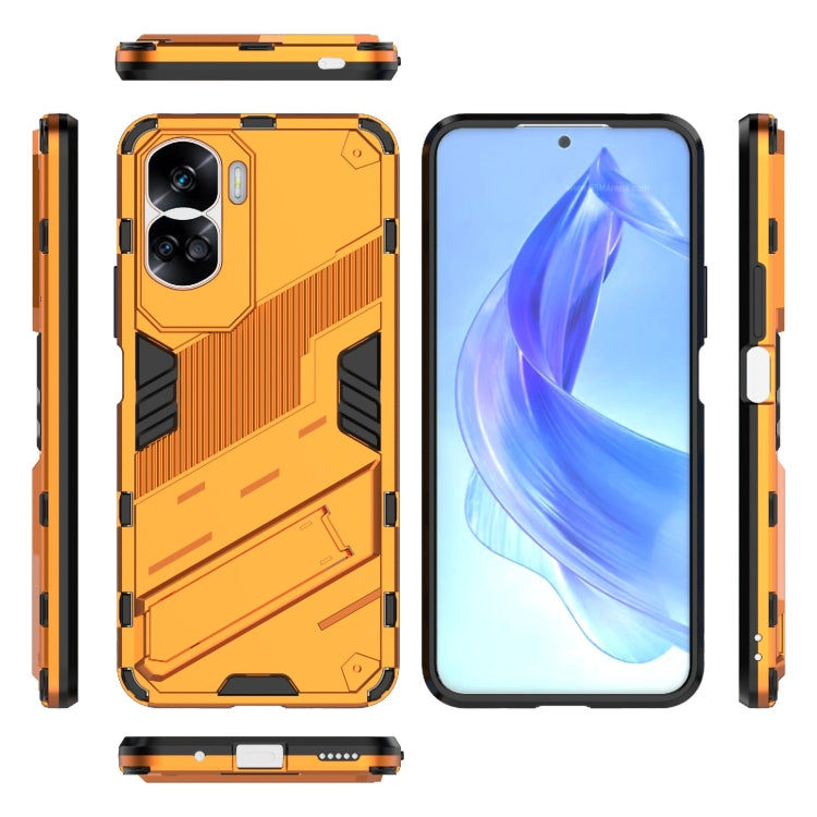 For Honor 90 Lite 5G Global Punk Armor 2 in 1 PC + TPU Phone Case with Holder(Orange) - Honor Cases by buy2fix | Online Shopping UK | buy2fix