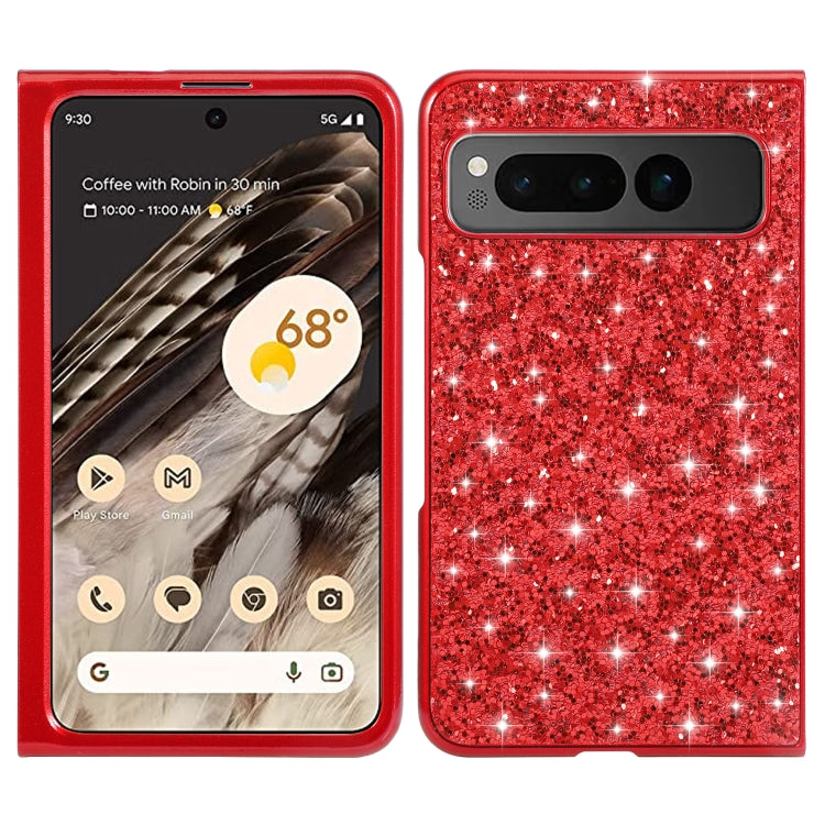 For Google Pixel Fold Glitter Powder Shockproof TPU Phone Case(Red) - Google Cases by buy2fix | Online Shopping UK | buy2fix