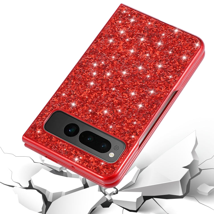 For Google Pixel Fold Glitter Powder Shockproof TPU Phone Case(Red) - Google Cases by buy2fix | Online Shopping UK | buy2fix