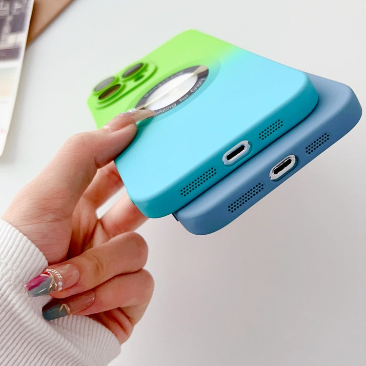 For iPhone 11 Pro Max Two-color Gradient MagSafe TPU Phone Case(Green+Blue) - iPhone 11 Pro Max Cases by buy2fix | Online Shopping UK | buy2fix