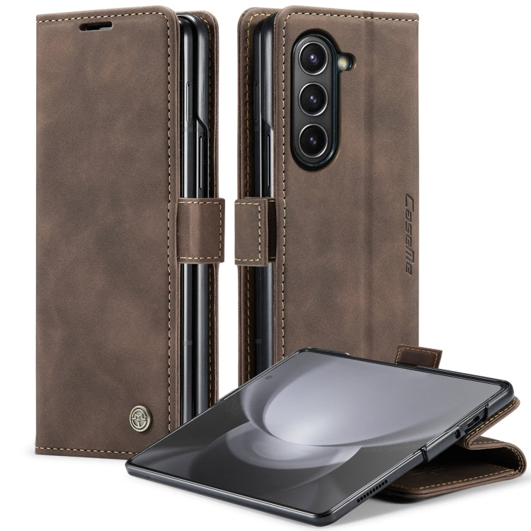 For Samsung Galaxy Z Fold5 CaseMe-013 Multifunctional Retro Frosted Leather Phone Case(Coffee) - Galaxy Z Fold5 Cases by CaseMe | Online Shopping UK | buy2fix