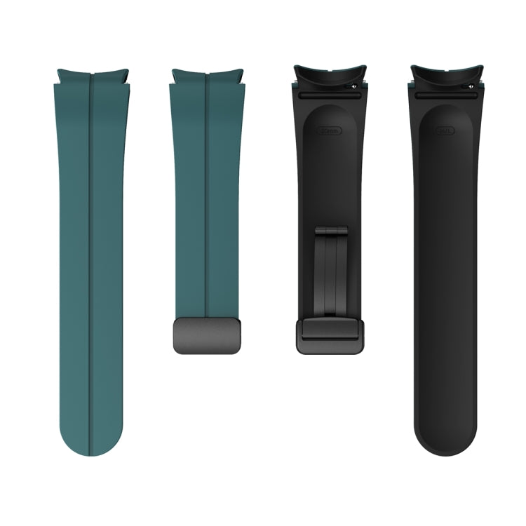 For Samsung Galaxy Watch 6 / 6 Classic Dual Color Magnetic Folding Buckle Silicone Watch Band(Dark Green+Black) - Watch Bands by buy2fix | Online Shopping UK | buy2fix