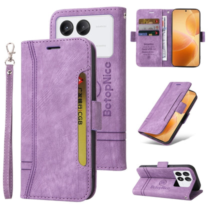 For Xiaomi Poco X6 Pro / Redmi K70E 5G BETOPNICE Dual-side Buckle Leather Phone Case(Purple) - K70E Cases by BETOPNICE | Online Shopping UK | buy2fix