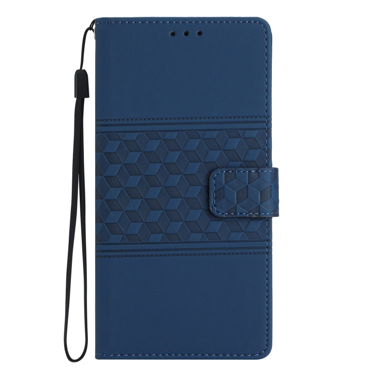 For iPhone 16 Plus Diamond Embossed Skin Feel Leather Phone Case(Dark Blue) - iPhone 16 Plus Cases by buy2fix | Online Shopping UK | buy2fix