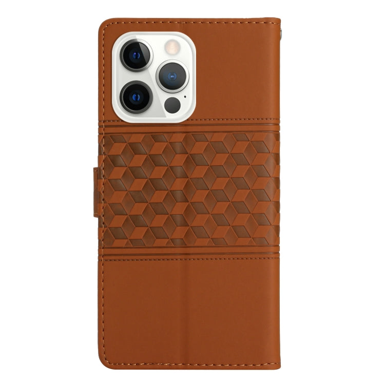 For iPhone 16 Pro Diamond Embossed Skin Feel Leather Phone Case(Brown) - iPhone 16 Pro Cases by buy2fix | Online Shopping UK | buy2fix