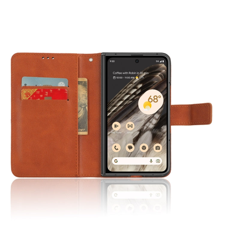 For Google Pixel Fold Lamb Texture Leather Phone Case(Brown) - Google Cases by buy2fix | Online Shopping UK | buy2fix