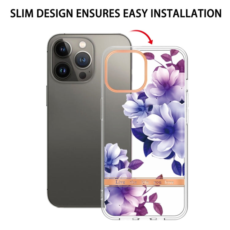 For iPhone 16 Pro Max Flowers and Plants Series IMD TPU Phone Case(Purple Begonia) - iPhone 16 Pro Max Cases by buy2fix | Online Shopping UK | buy2fix