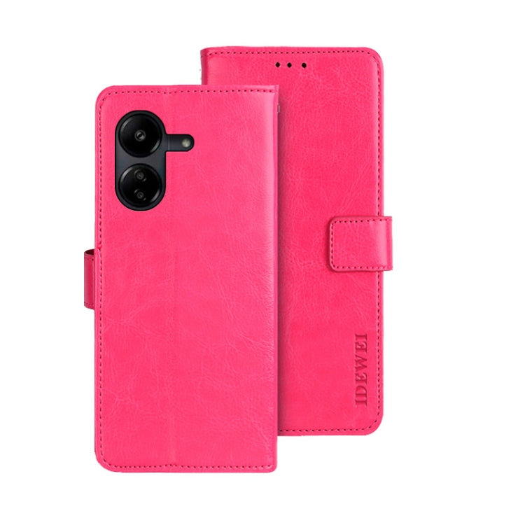 For Xiaomi Redmi 13C idewei Crazy Horse Texture Leather Phone Case(Rose Red) - Xiaomi Cases by idewei | Online Shopping UK | buy2fix