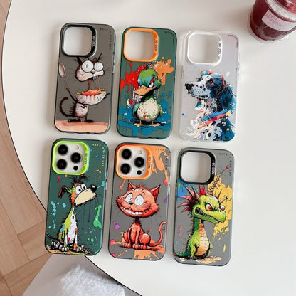 For iPhone 16 Animal Pattern Oil Painting Series PC + TPU Phone Case(Dragon) - iPhone 16 Cases by buy2fix | Online Shopping UK | buy2fix